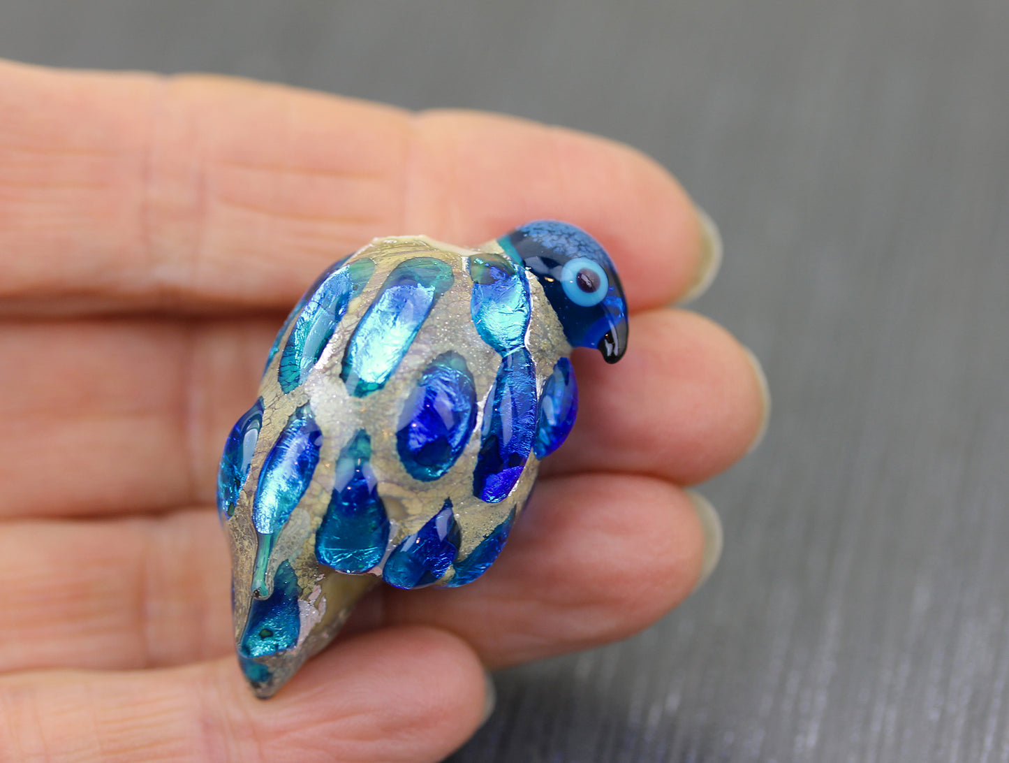 Cobalt & Aqua Blue Bird Focal Bead