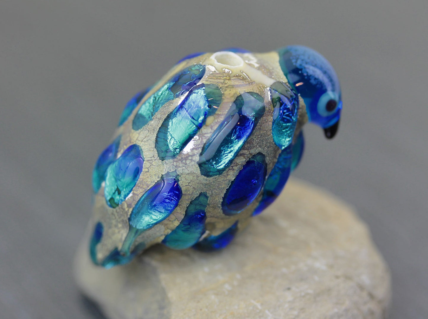 Cobalt & Aqua Blue Bird Focal Bead