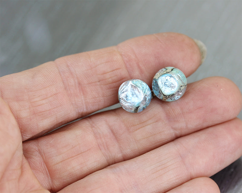 Sky blue Sea Rocks Stud Earrings