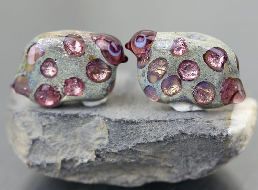 Pair of pink Sea Rocks bird beads