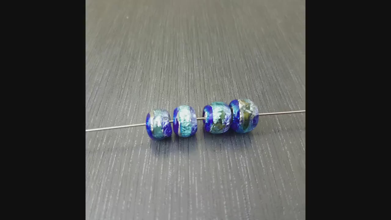 2 Paires de perles bleues dégradées cobalt/turquoise/myosotis. Duo de perles bleues. Perle en verre  Anne Londez SRA
