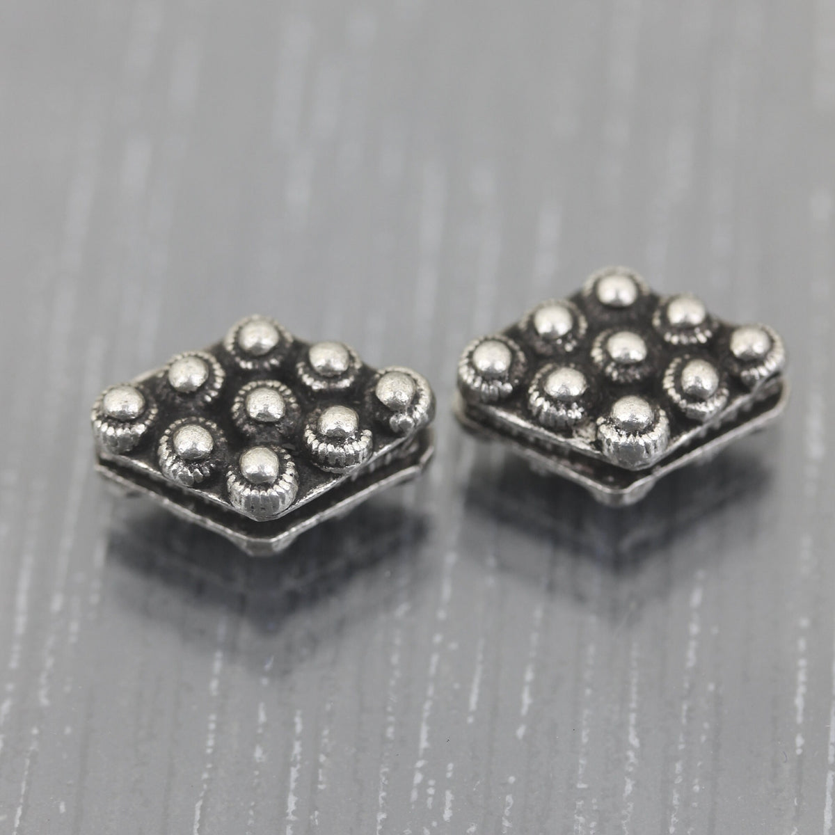 4 perles en argent rondes avec points lourdes en Argent 925 Sterling à pois. Fournitures de bijouterie, Intercalaires argentés,