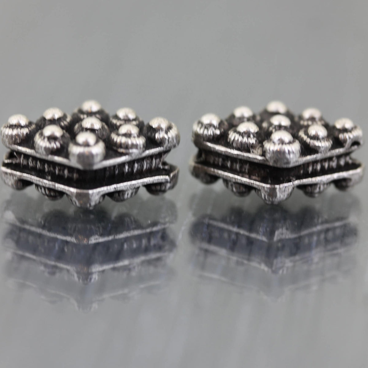 4 perles en argent rondes avec points lourdes en Argent 925 Sterling à pois. Fournitures de bijouterie, Intercalaires argentés,